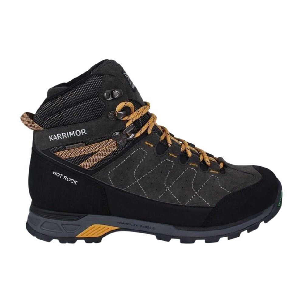 Karrimor Mens Hot Rock Leather Walking Boots / Charcoal/Yellow